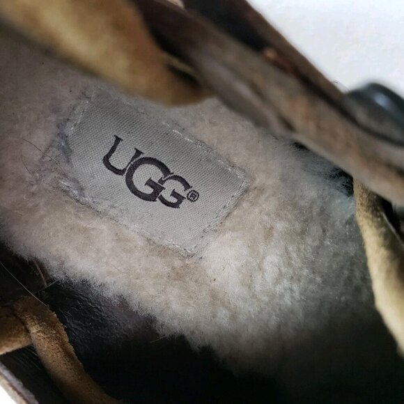 Ugg Patsy Ankle Boot Womens 7 Chesnut Suede Shearling Lined Boho Moto Buckle Zip - Picture 14 of 15